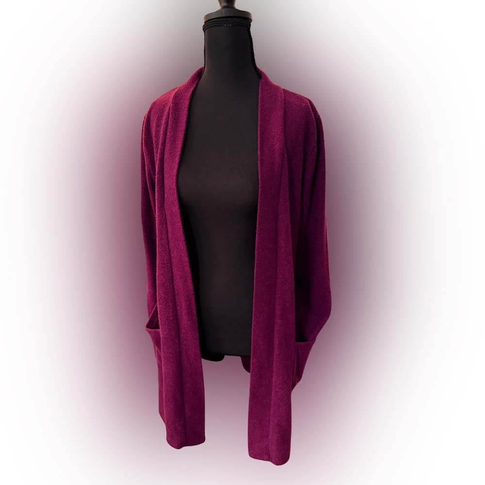 Zenana‎ Premium Cozy and Soft Magenta Open-Front Sweater Size Small